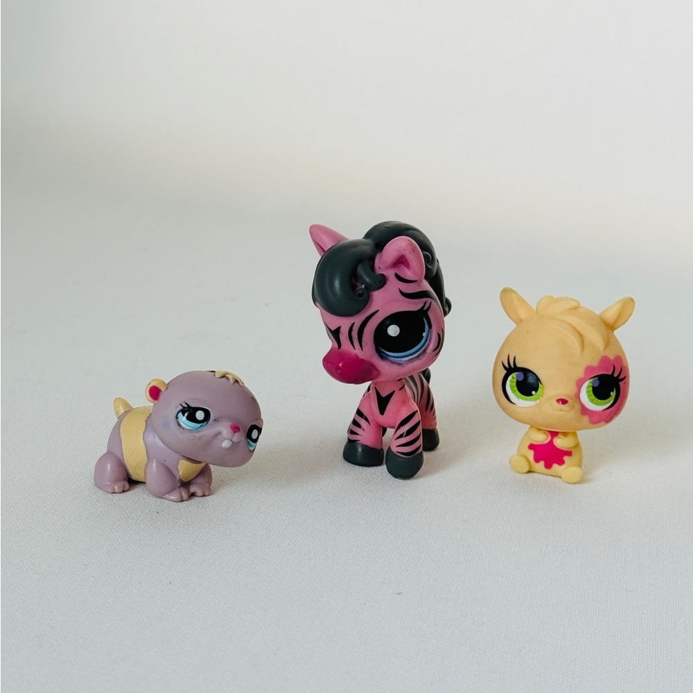 LPS Littlest Pet Shop Lot of 7 - Vintage G2 Zebra, Hippo, Sparkle Duck - Picture 3 of 7